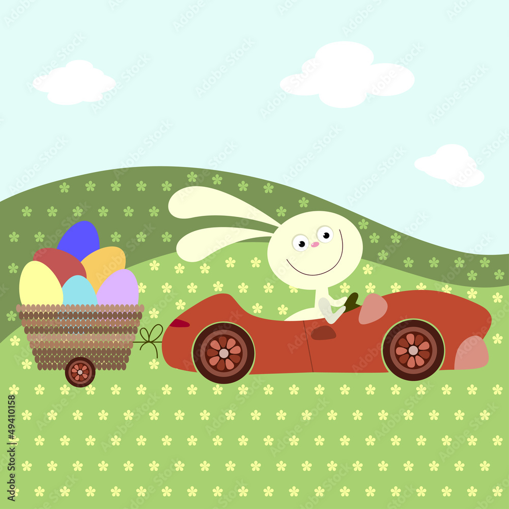 Fototapeta premium Easter card with a rabbit