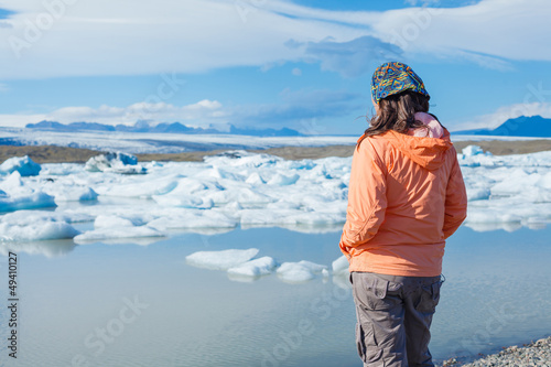 Woman Admiring Glacier Lake