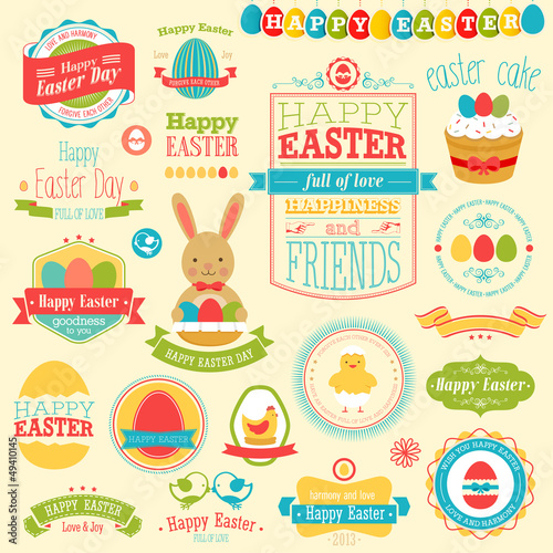 Easter set - labels, ribbons and other elements.