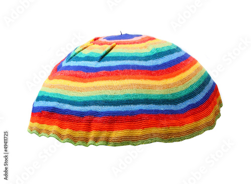 Rainbow rasta cap. Homemade knitted product.