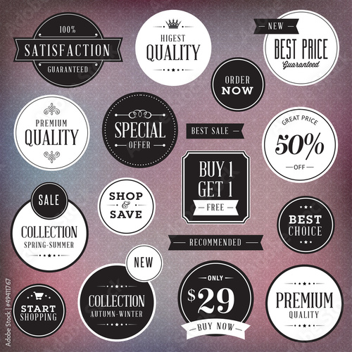 Set of luxury labels and badges for sale
