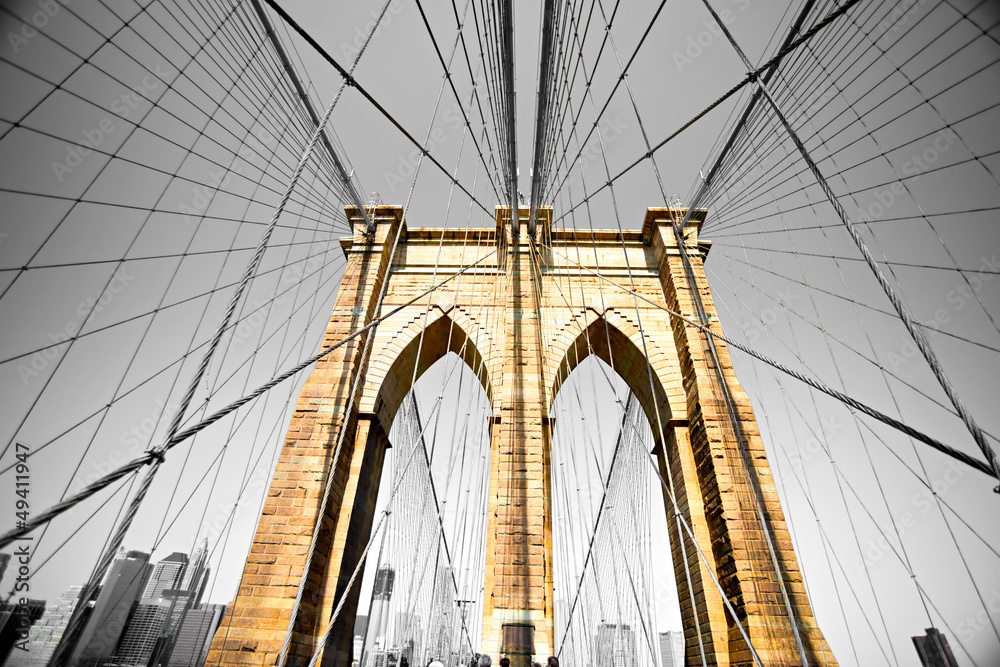 The Brooklyn bridge, New York City. USA. - obrazy, fototapety, plakaty 