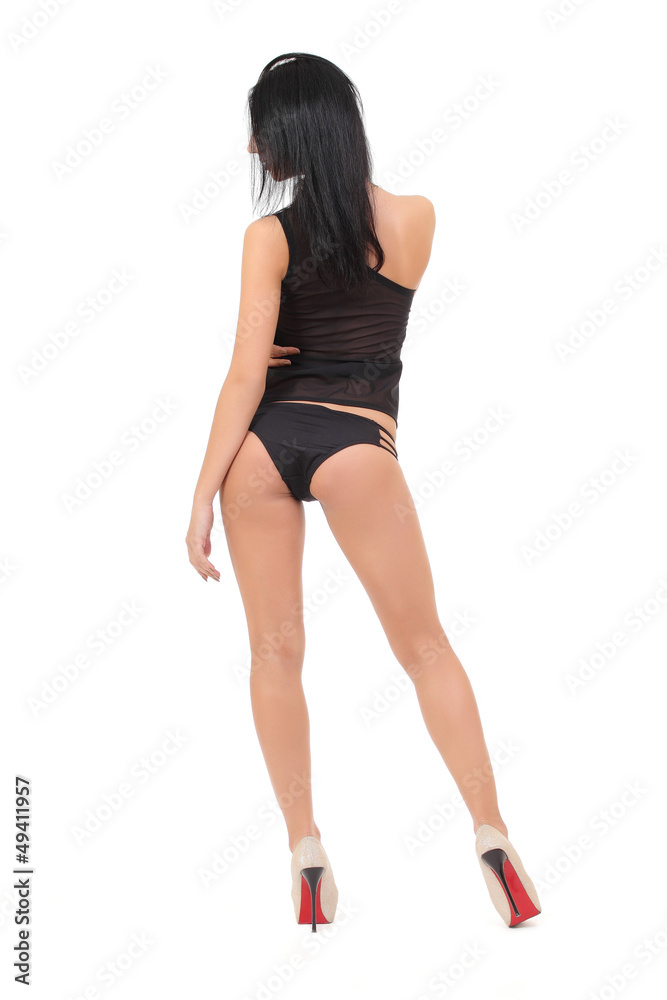 Beautiful babe with sexy booty in a black bikini Beautiful babe with sexy booty in a black bikini