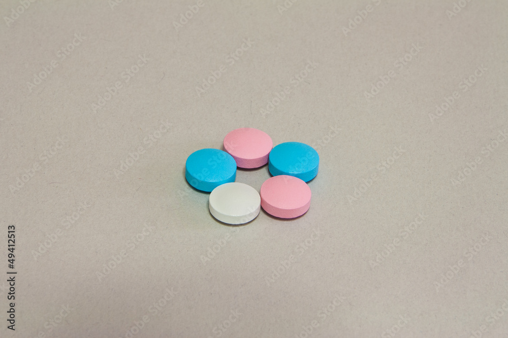 Multi-colored tablets in the pile Multi-colored tablets in the pile