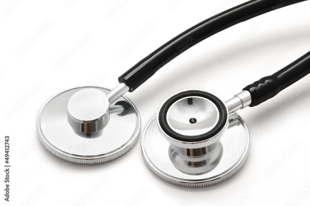 Two black stethoscopes isolated on white Two black stethoscopes isolated on white