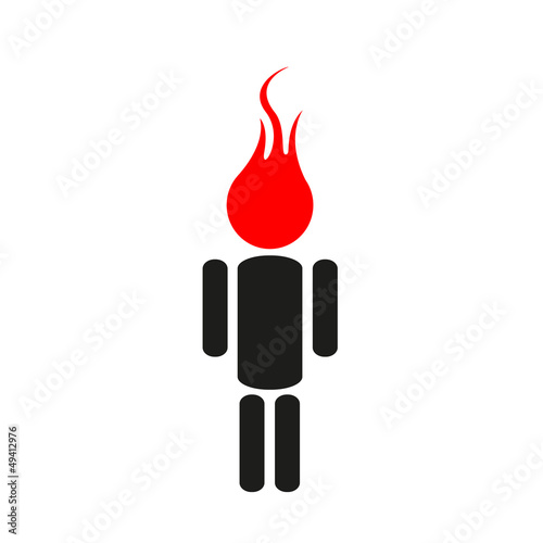 A man with a fiery head