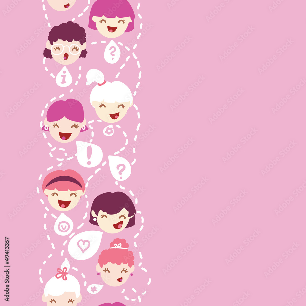 Vector girls talking vertical seamless pattern background with Vector girls talking vertical seamless pattern background with