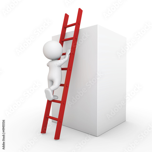 3D Minimalistic Person - Climbing Up A Ladder