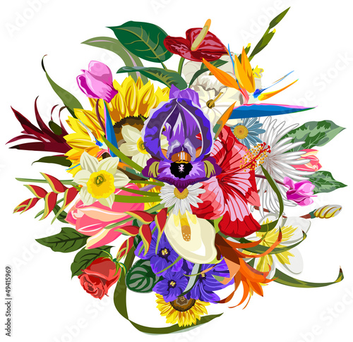 Fototapeta Naklejka Na Ścianę i Meble -  Bouquet of many beautiful and colorful flowers