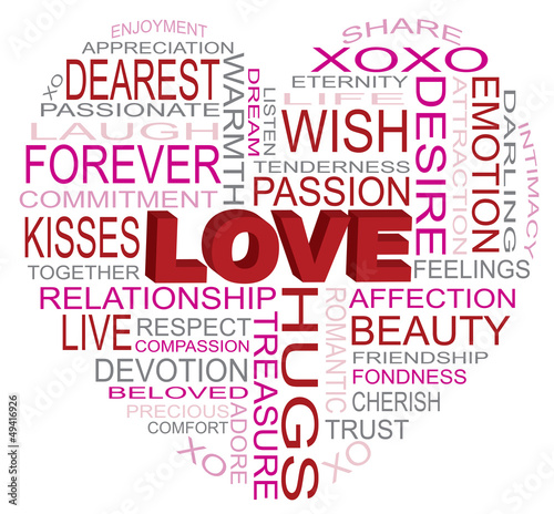 Love Heart Shape Word Cloud Illustration
