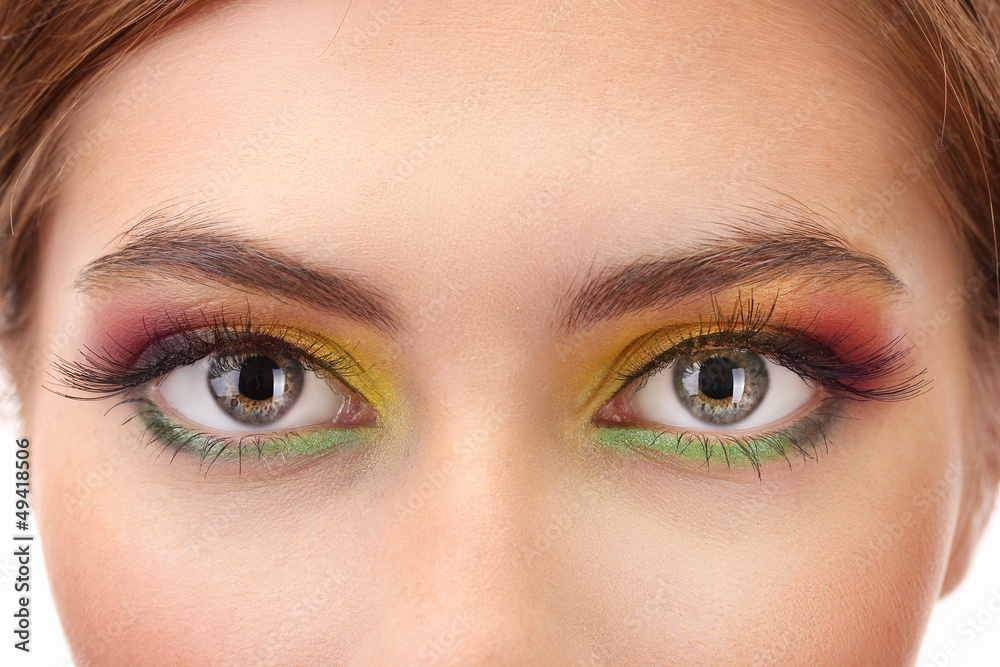 beautiful female eyes with bright autumn make-up beautiful female eyes with bright autumn make-up