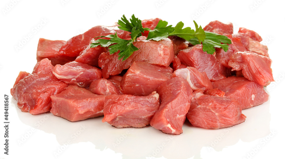 Raw beef meat isolated on white