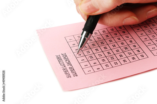 Closeup of lotto ticket during the marking of numbers