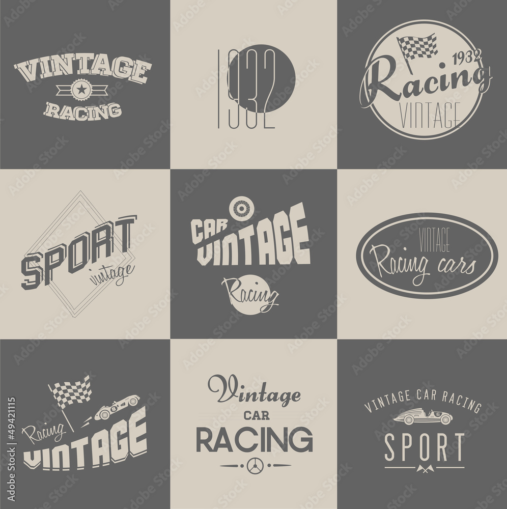 Fototapeta premium Vintage car racing badges