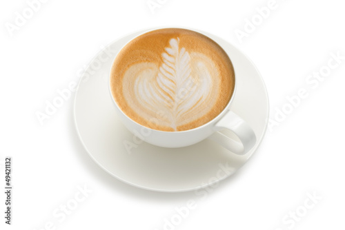 Latte art on white background