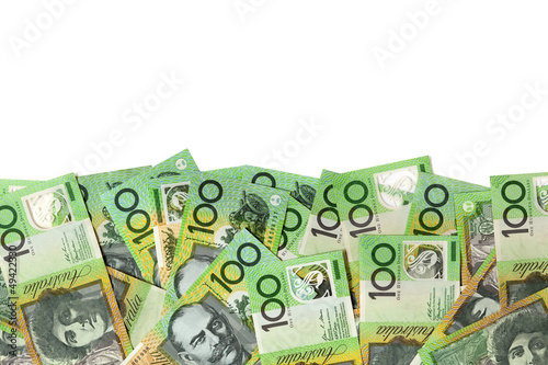 Australian Money Border over White