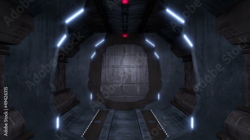 Corridor with opening door including alpha matte