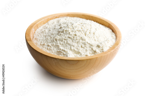flour in wooden bowl
