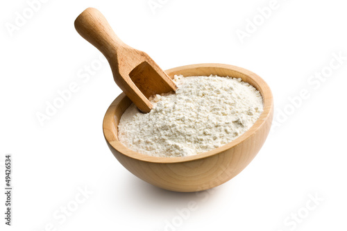 flour in wooden bowl