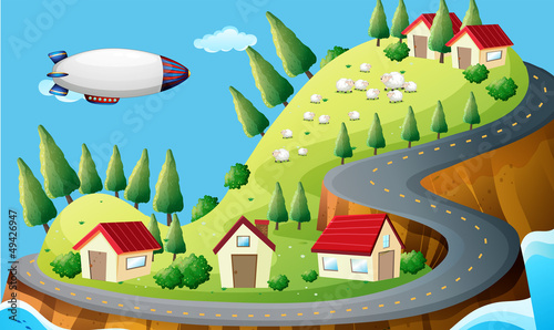 A spaceship and a village