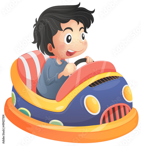 A child riding in a bumpcar