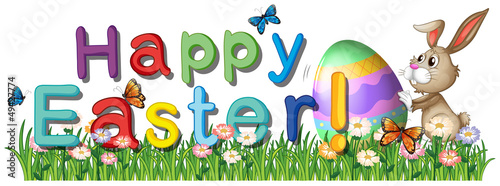 A happy easter greetings in the garden