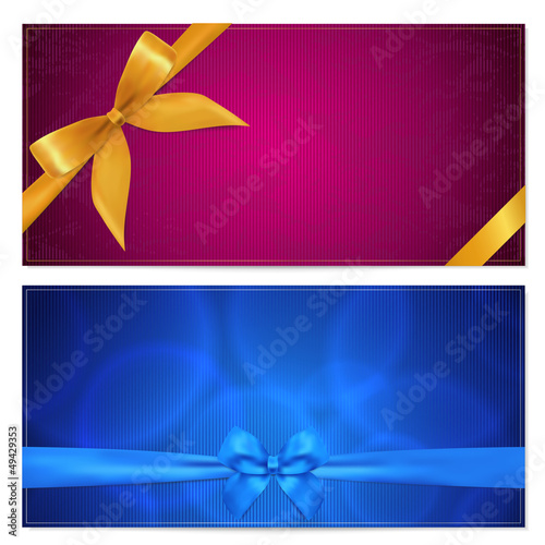 Gift Voucher (coupon or invitation) template with bow (ribbons)