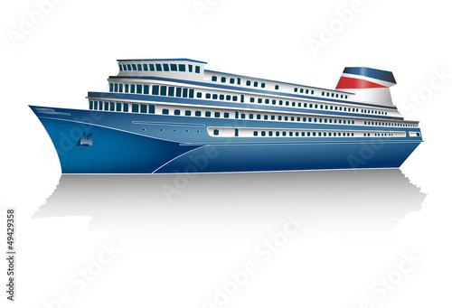 Cruise ship on white background. Isolated.