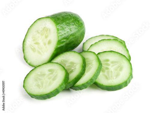 Slices of cucumber isolated on white
