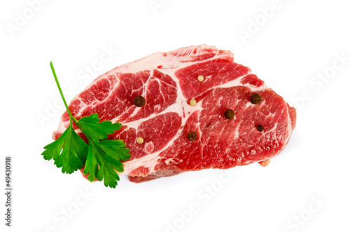 Meat piece of raw with parsley