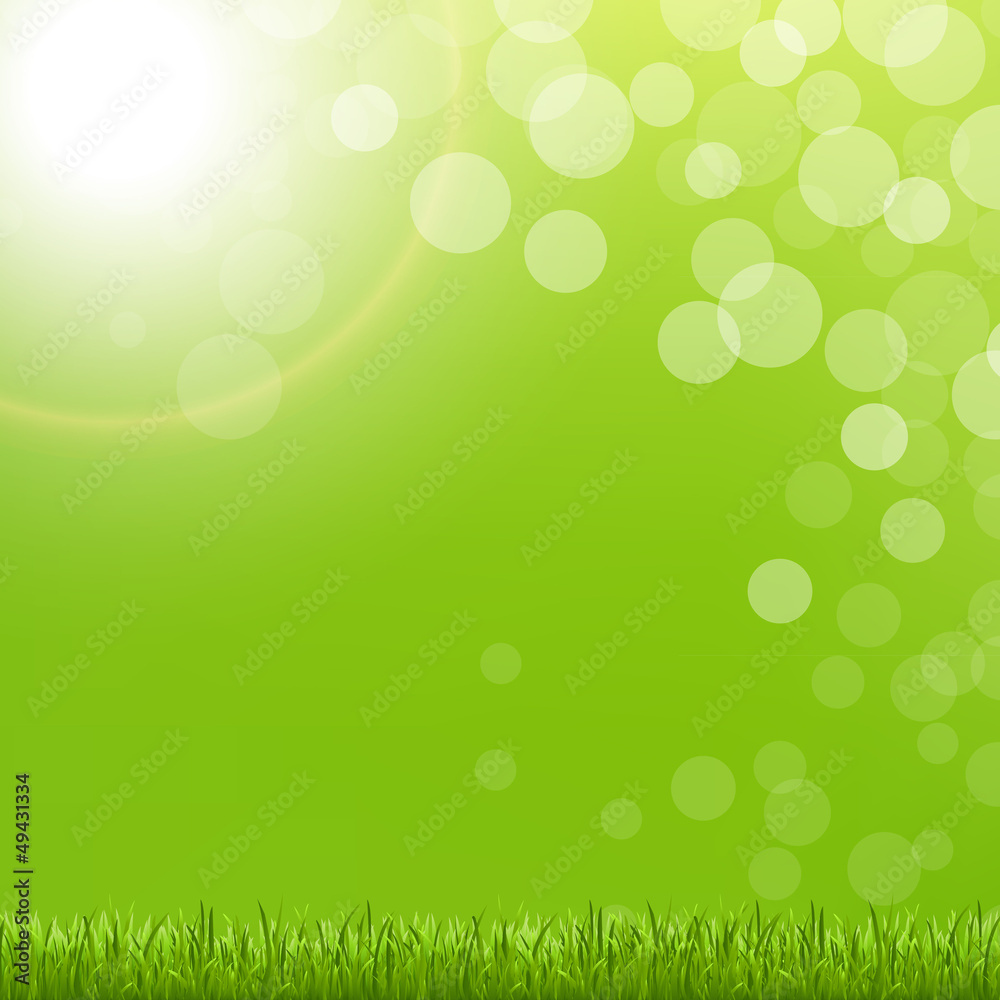 Abstract Green Bubble With Grass And Sun Abstract Green Bubble With Grass And Sun