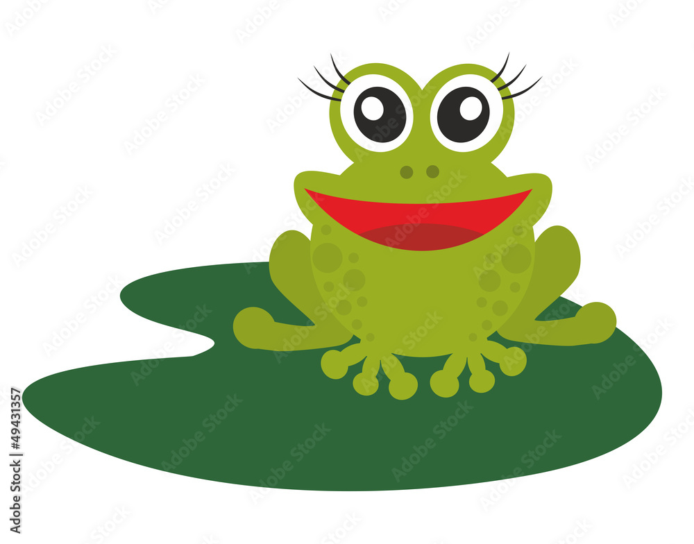 Green frog on a white background Green frog on a white background
