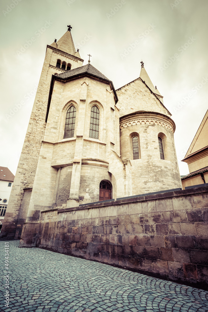 St. George Basilica in Prague Castle, view from Jirska street