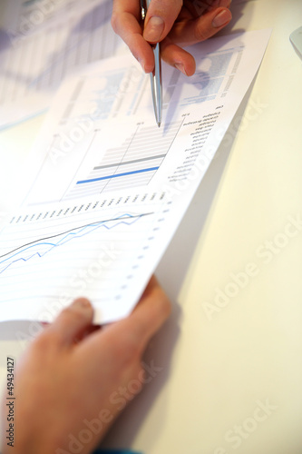 Closeup on business papers set on table