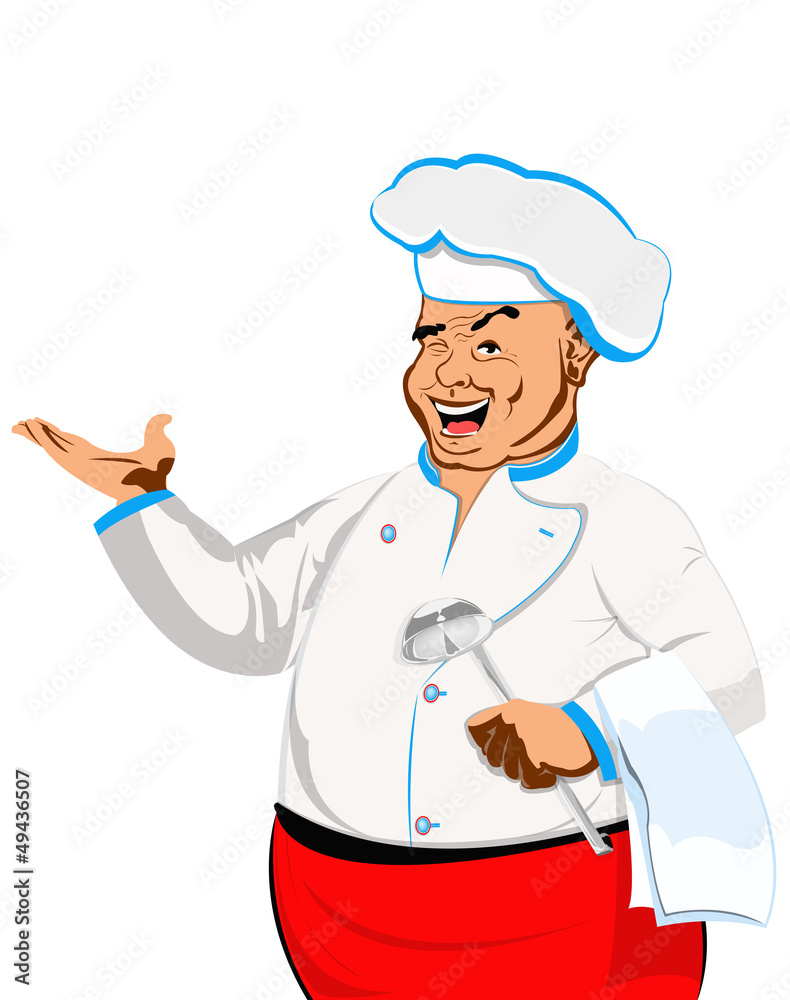 Happy joyful Chef on a white.Restaurant business. Vector Happy joyful Chef on a white.Restaurant business. Vector