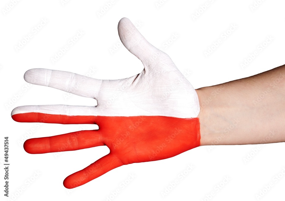 white and red hand