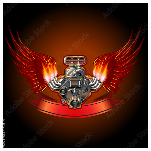 Vector Cartoon Engine with Wings