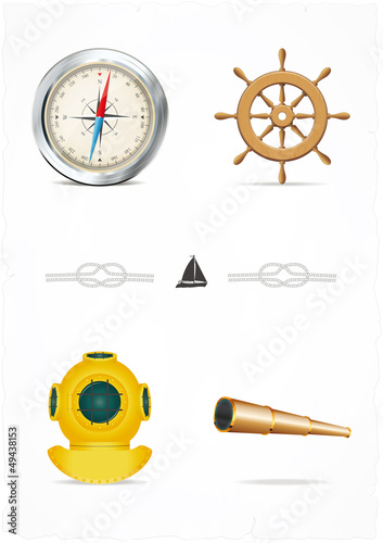 Vector set of nautical design elements