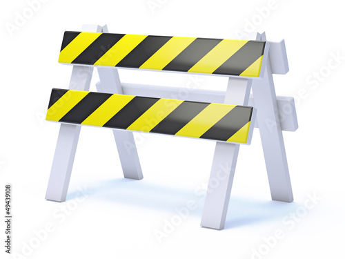 Black and yellow road barrier sign top view