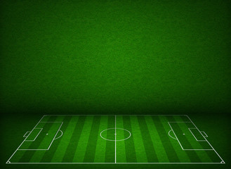 Soccer or football field or pitch side view with proper markings