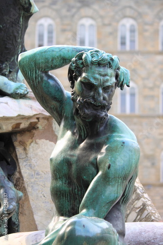Satyr statue in Neptune fountain of Florence, Italy