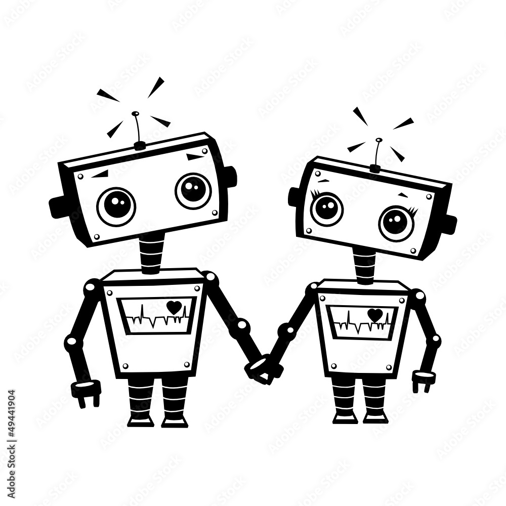 Fototapeta premium Robots in love, illustration