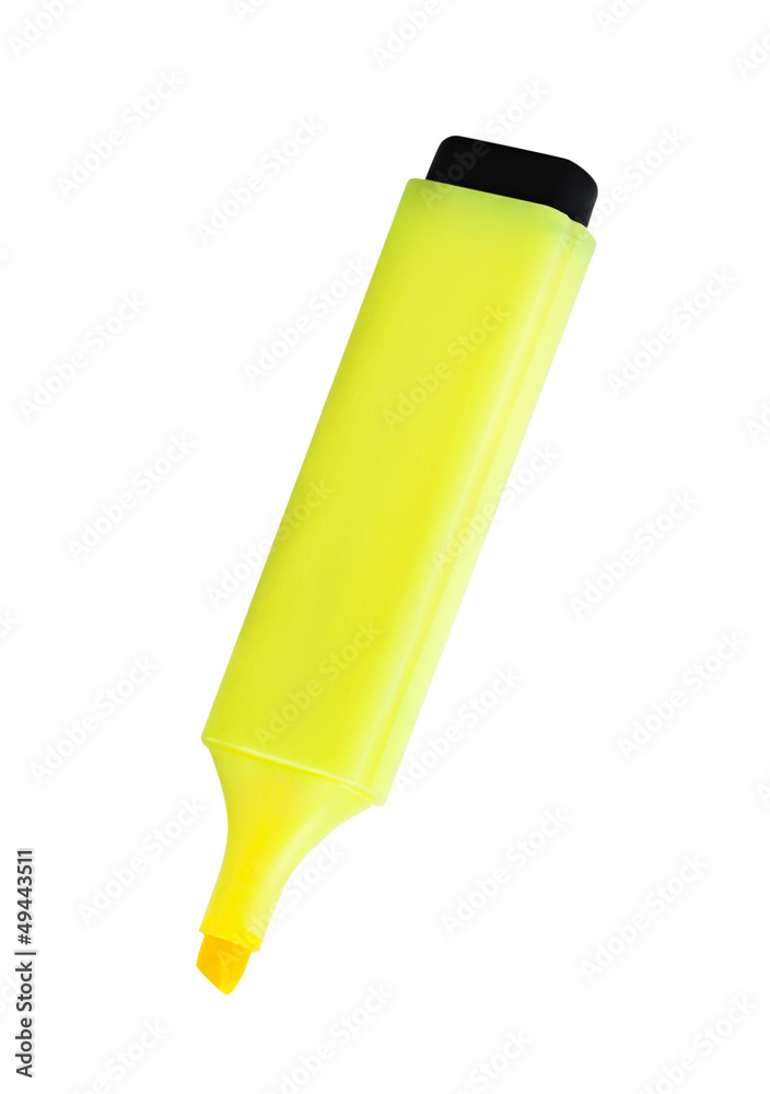 Yellow highlighter isolated on white background Yellow highlighter isolated on white background