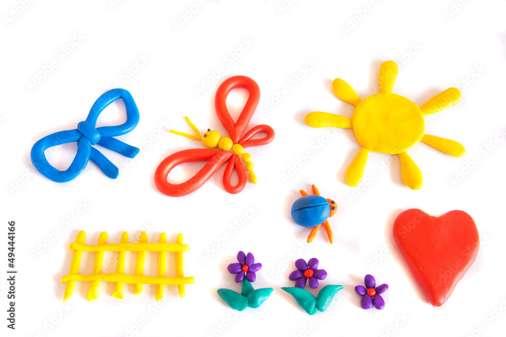 Set of color plasticine models Set of color plasticine models