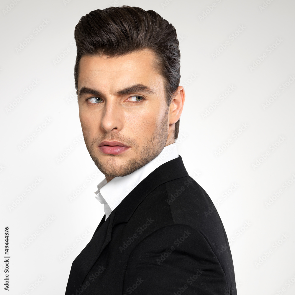 Closeup face of a fashion businessman in suit Closeup face of a fashion businessman in suit