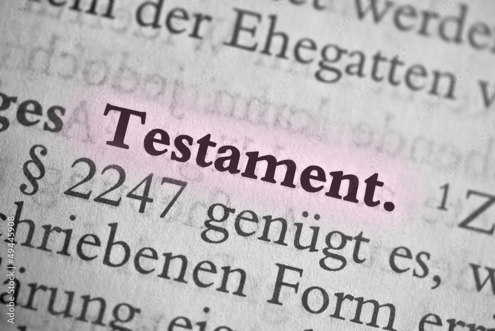 Testament - schwarz weiß Text mit Markierung Testament - schwarz weiß Text mit Markierung