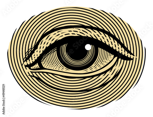 Vector illustration of human eye in vintage engraved style
