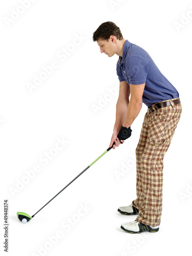 Golfer on white background