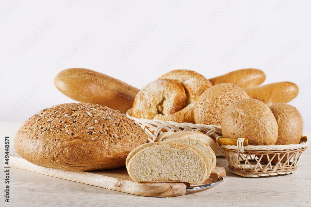 Variety of baked bread