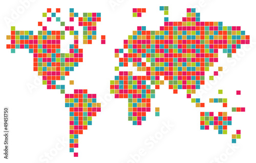 Abstract colorful technology world map
